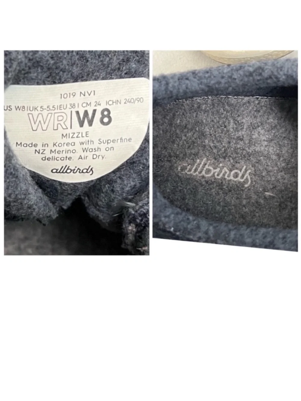 Allbirds Navy Casual Wool Knit Women’s Sneaker with Cream Sole Size 8